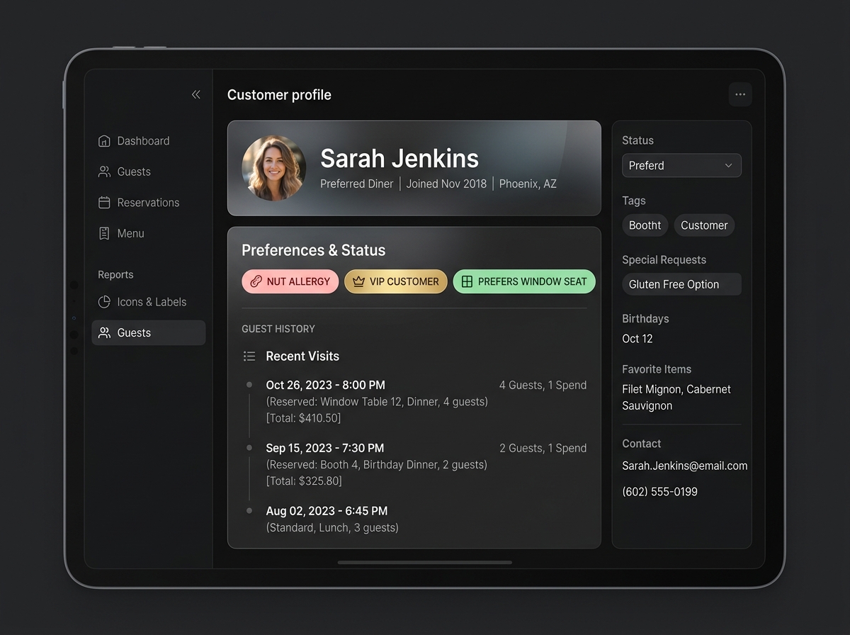 Rezabo CRM Profile Demo Screen